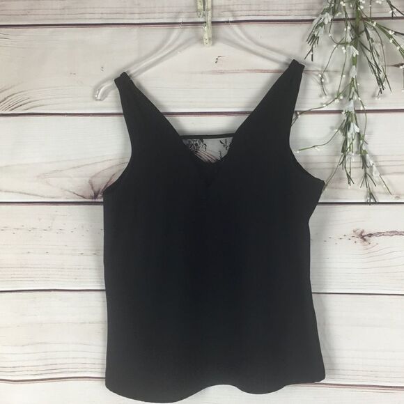 Cooper & Ella Black Crepe Lace Trim Tank Top - Picture 1 of 7